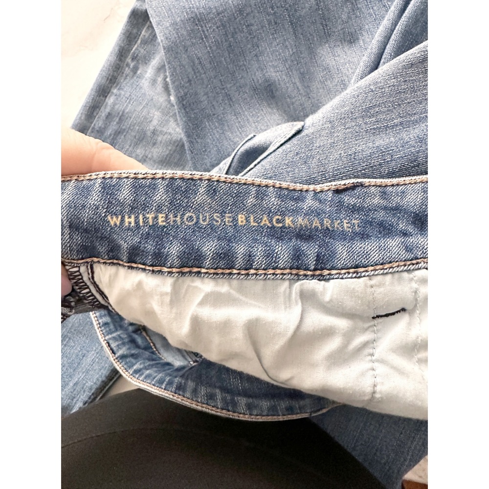 WHBM Floral Peekaboo Disrressed Skinny Ankle Cotton Blue Jeans Womens Size 6 - Picture 7 of 11